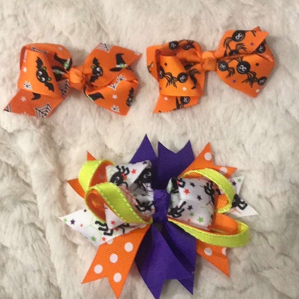 6/$20 New 3 pack Baby Halloween hair bows